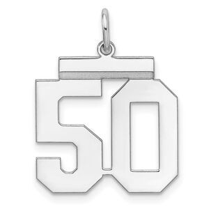 Sterling Silver, Athletic Collection Medium Polished Number 50 Pendant